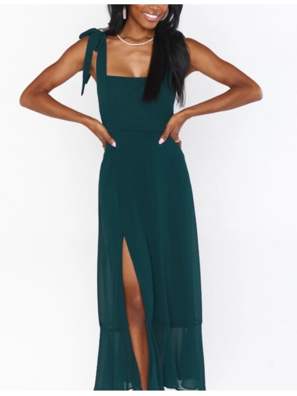 Show Me Your Mumu Claire Midi Dress Emerald Green Bridesmaid Waist Tie Small